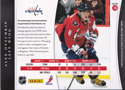Alexander Ovechkin Baksida