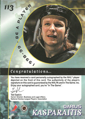 Darius Kasparaitis Baksida