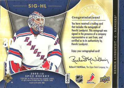 Henrik Lundqvist Baksida