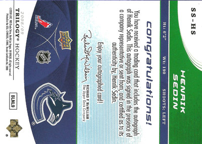 Henrik Sedin Baksida