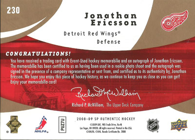 Jonathan Ericsson Baksida