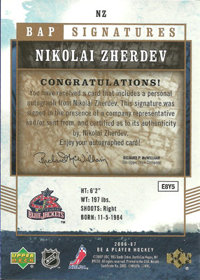 Nikolai Zherdev Baksida