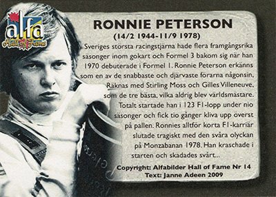 Ronnie Peterson Baksida