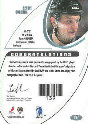 Sergei Gonchar Baksida