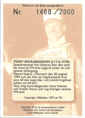 Tony Rickardsson Baksida